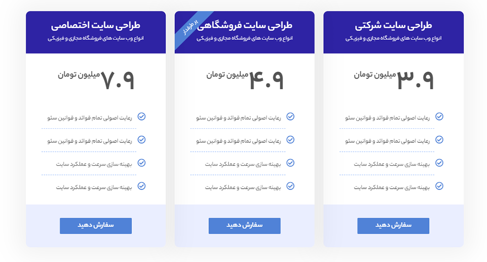 طراحی باکس های قیمت گذاری در المنتور | price table